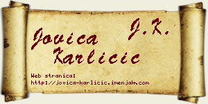 Jovica Karličić vizit kartica